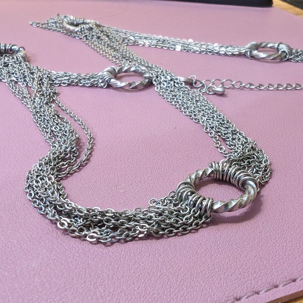 Long silver necklace